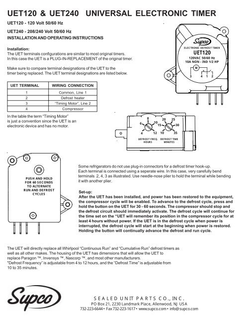 Installation Operating Instructions Supco