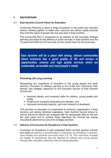 EAST AYRSHIRE COUNCIL A PROPOSAL DOCUMENT