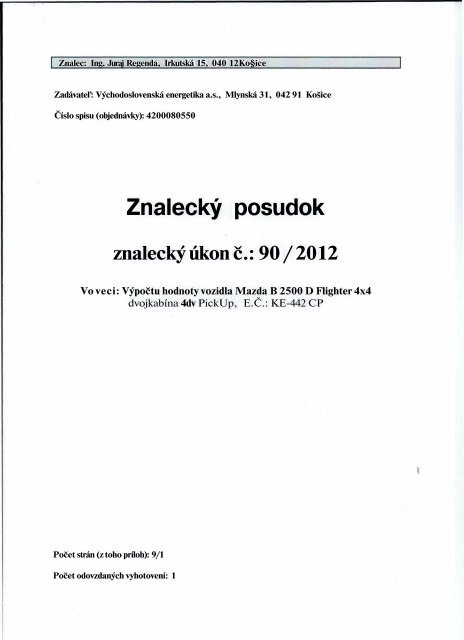 ZnaleckÃ½ posudok - VÃ½chodoslovenskÃ¡ energetika as