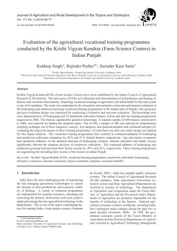 Evaluation of the  agricultural vocational training programmes - KOBRA