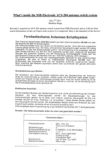 Inside the SSB-Electronic ACS-204 antenna switch system ... - DD1US