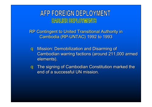 AFP Foreign Deployments - ASEAN Regional Forum