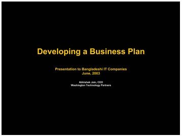 Developing a Business Plan Developing a Business Plan