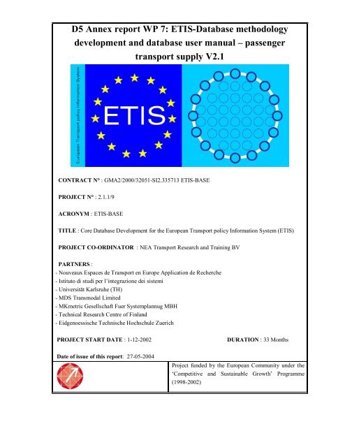 D5 Annex report WP 7: ETISDatabase methodology ... - ETIS plus