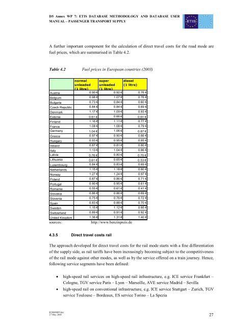 D5 Annex report WP 7: ETISDatabase methodology ... - ETIS plus