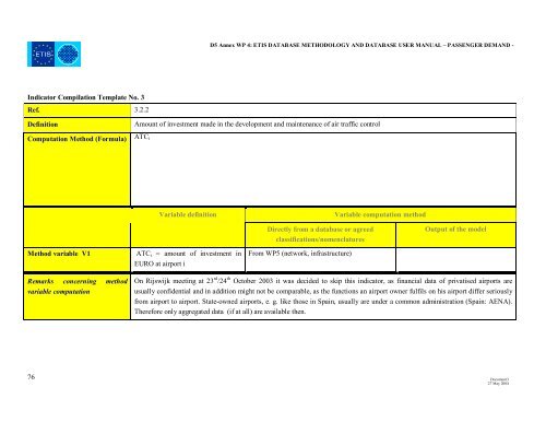 D5 Annex report WP 4 - ETIS plus