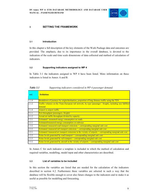 D5 Annex report WP 4 - ETIS plus