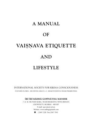 Vaishnava Etiquette Manual - Veda