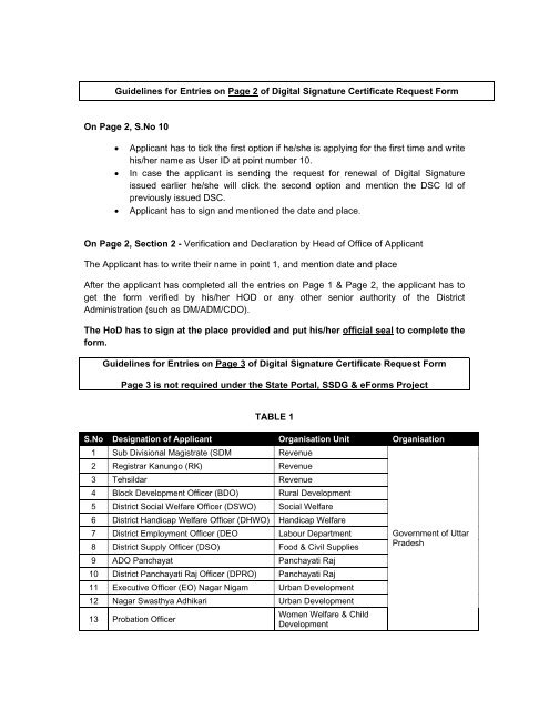 Guidelines for Filling Digital Signature Certificate ... - Hamirpur District