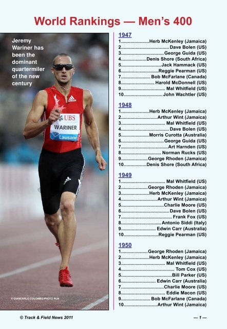 World Rankings A Men S 400 Track Field News