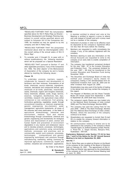 Annual Report 2004 - Nagarjuna Fertilizers