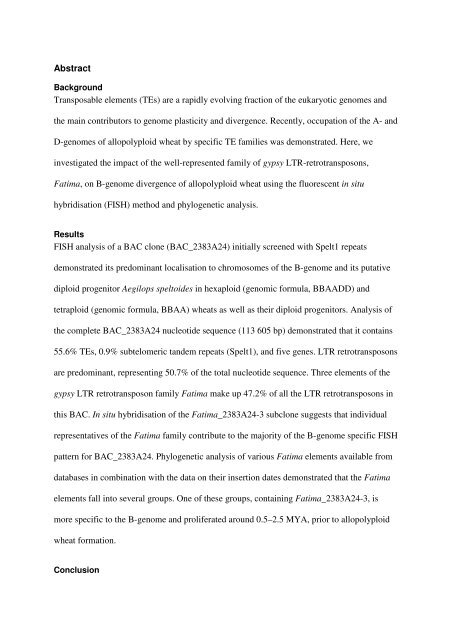 The impact of Ty3-gypsy group LTR retrotransposons ... - URGV - Inra