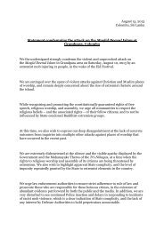 August 15, 2013 Colombo, Sri Lanka Statement condemning the ...