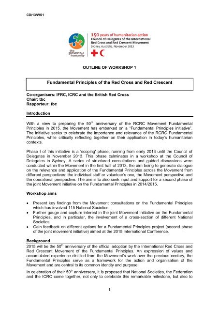 CD13 WS1 â Workshop 1 - Standing Commission of the Red Cross ...