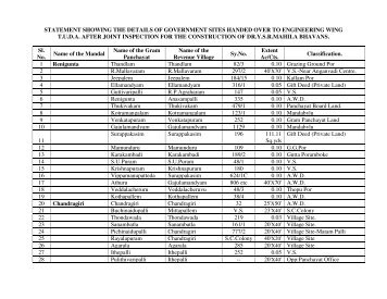 statement showing the details of government sites handed over to ...