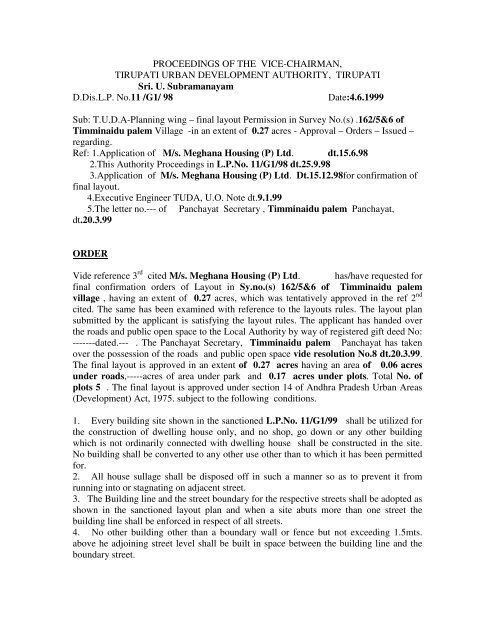 PROCEEDINGS OF THE VICE-CHAIRMAN, TIRUPATI URBAN ...