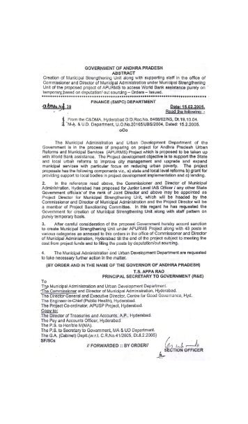 GO Rt. No. 39,dated 15.02.2005 of Finance (SMPC) Dept. - Andhra ...