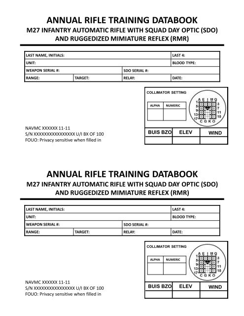 annual rifle training databook annual rifle training databook