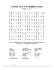 COMMON STAGE AND THEATRE LOCATIONS Word Search