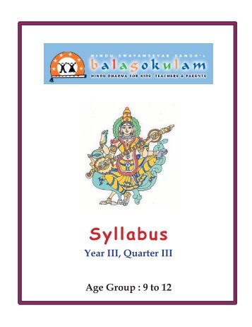 Bauddhik Plan for Age Group 9-12 for the second ... - Balagokulam
