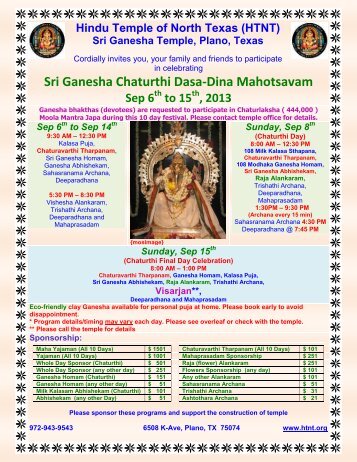 Sri Ganesha Chaturthi Dasa-Dina Mahotsavam Sep 6