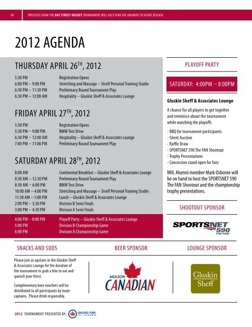 2012 Bay Street Hockey Tournament Magazine - Toronto General ...