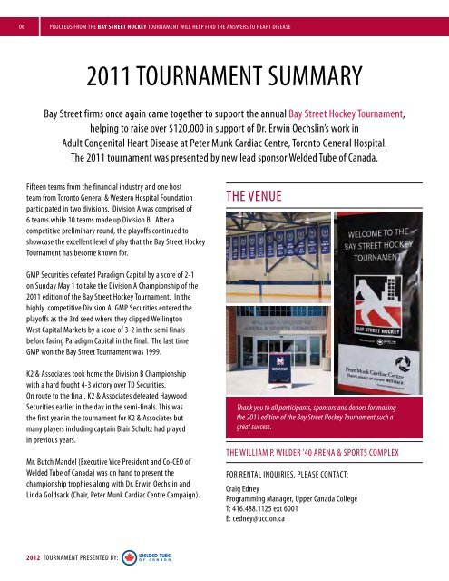 2012 Bay Street Hockey Tournament Magazine - Toronto General ...