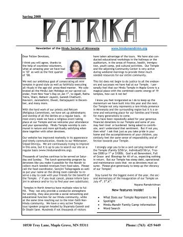 Patrika for Spring 2008 - Hindu Temple