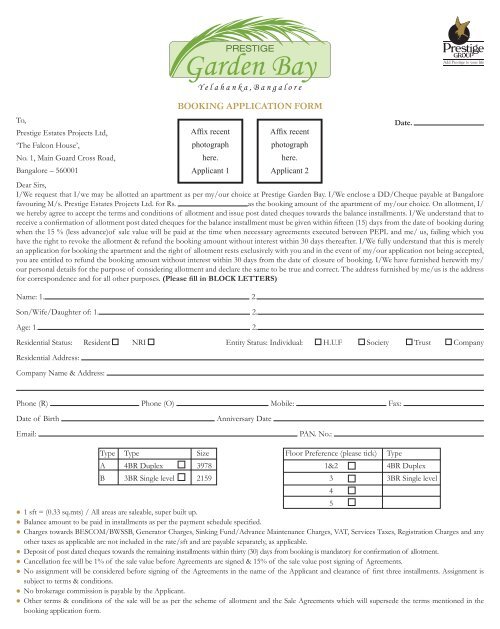 Booking ApplicAtion Form