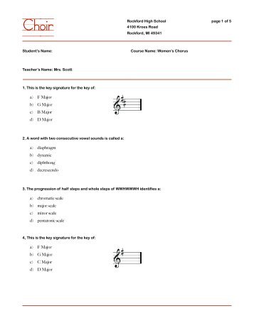 Women's Choir Pretest/Posttest