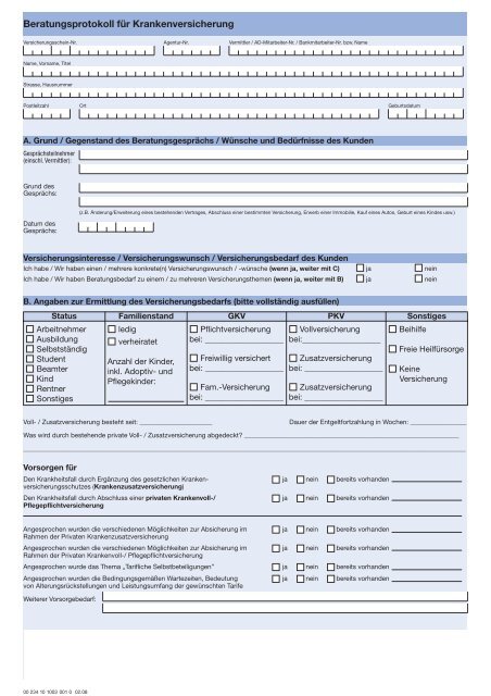 Beratungsprotokoll fÃ¼r Krankenversicherung