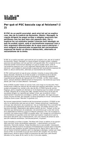 Per quÃ¨ el PSC bascula cap al feixisme? (i 2) - VilaWeb