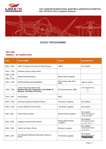 EVENT PROGRAMME - LIMA'13 - Langkawi International Maritime ...