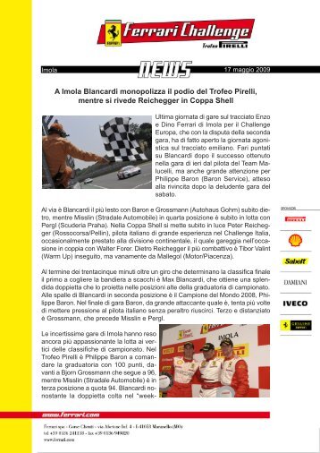 A Imola Blancardi monopolizza il podio del Trofeo Pirelli, mentre si ...