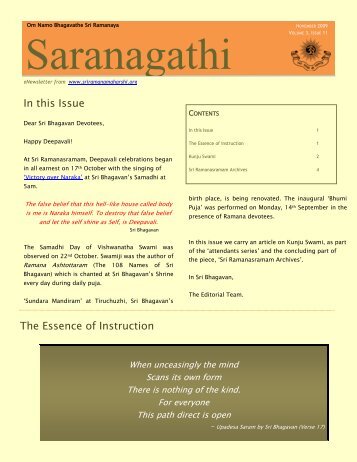 November 2009 - The Bhagavan Sri Ramana Maharshi website