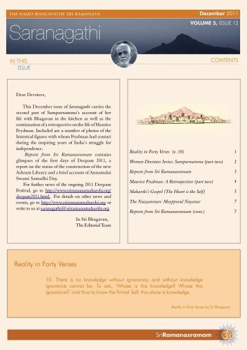 December 2011 - The Bhagavan Sri Ramana Maharshi website