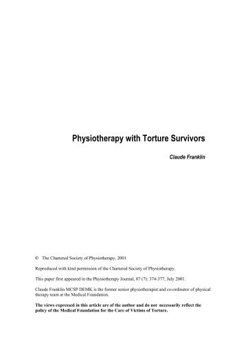 Physiotherapy with Torture Survivors - Freedom from Torture