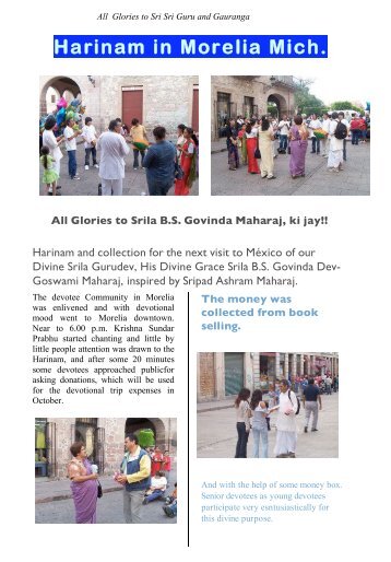 Harinam in Morelia Mich. All Glories to Srila BS Govinda Maharaj, ki ...