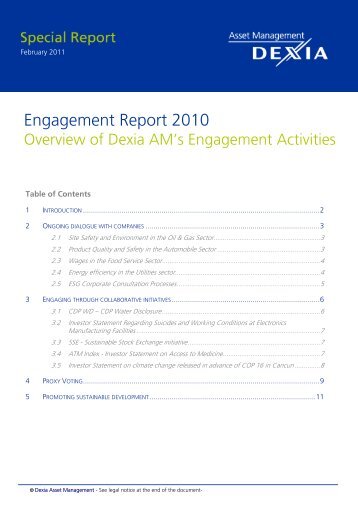 Engagement Report 2010 - Dexia Asset Management
