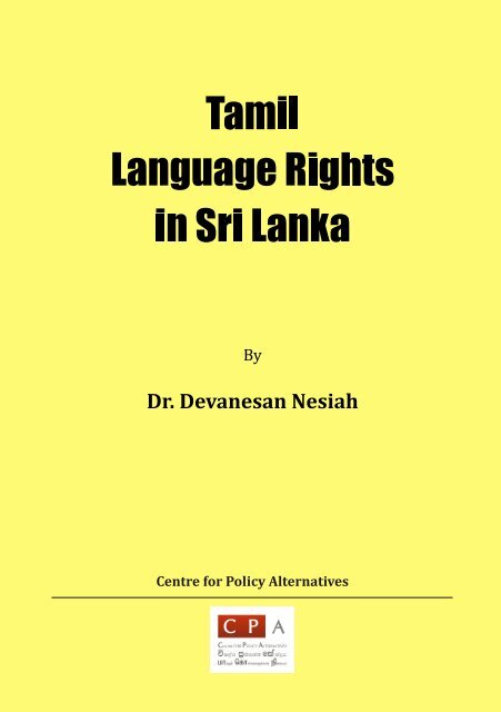 Tamil Language Rights Final.pmd - Ilankai Tamil Sangam
