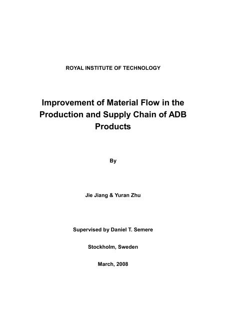 Improvement of Material Flow in the Production and Supply Chain of ...