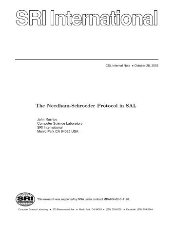 The Needham-Schroeder Protocol in SAL - Symbolic Analysis ...