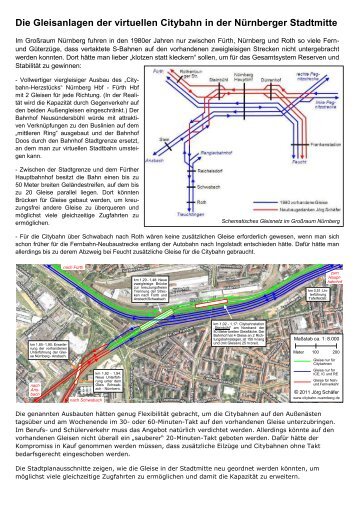 Die Gleisanlagen der virtuellen Citybahn in der NÃ¼rnberger Stadtmitte