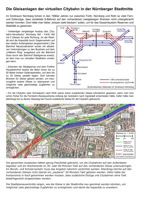 Die Gleisanlagen der virtuellen Citybahn in der NÃ¼rnberger Stadtmitte