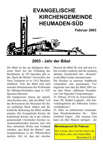 Gemeindebrief Februar 2003 - Kirchengemeinde Heumaden-SÃ¼d