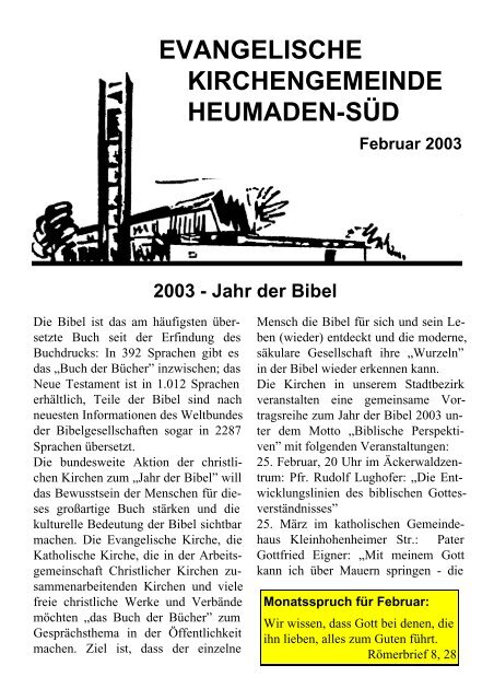 Gemeindebrief Februar 2003 - Kirchengemeinde Heumaden-SÃ¼d