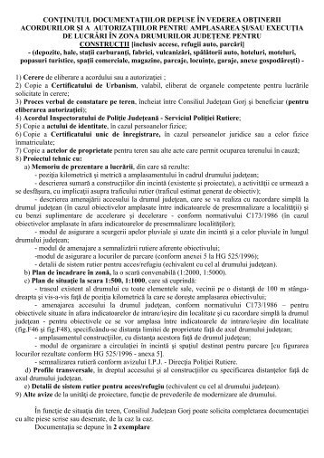 Acte necesare pentru: - obtinerea acordului prealabil - Consiliul ...