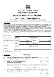 clinical anaesthesia training - College of Intensive Care Medicine