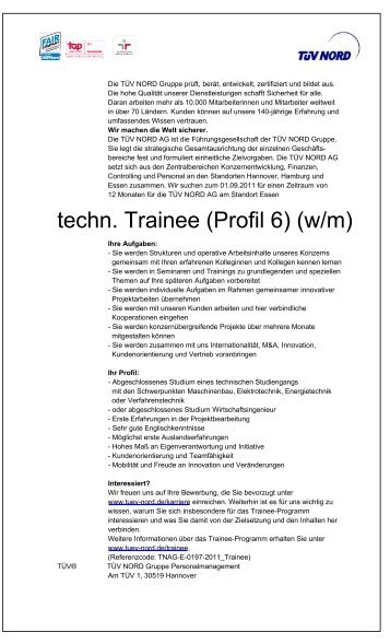techn. Trainee (Profil 6) (w/m) - Audimax