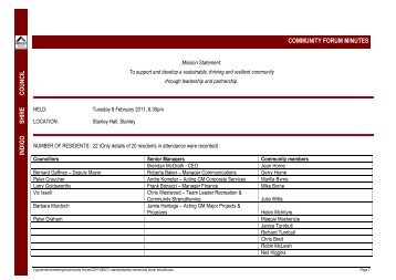 Stanley Community Forum minutes - Amended - Indigo Shire Council